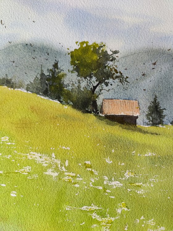 The beauty of a windy day | Original watercolor painting