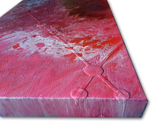 "Crimson Tide" - Original Abstract PMS Fluid Acrylic Painting - 24 x 12 inches