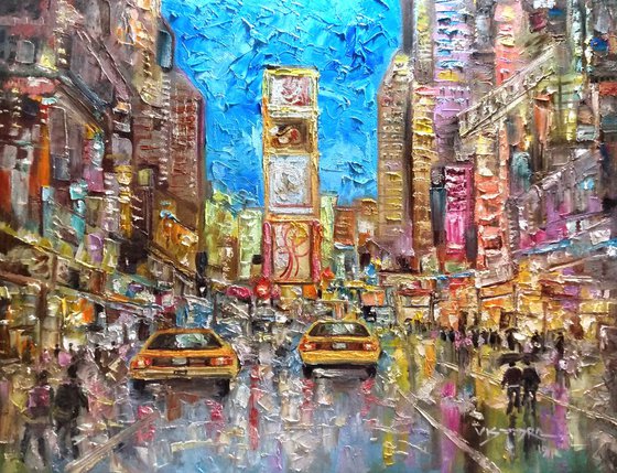 Time Square in Rain