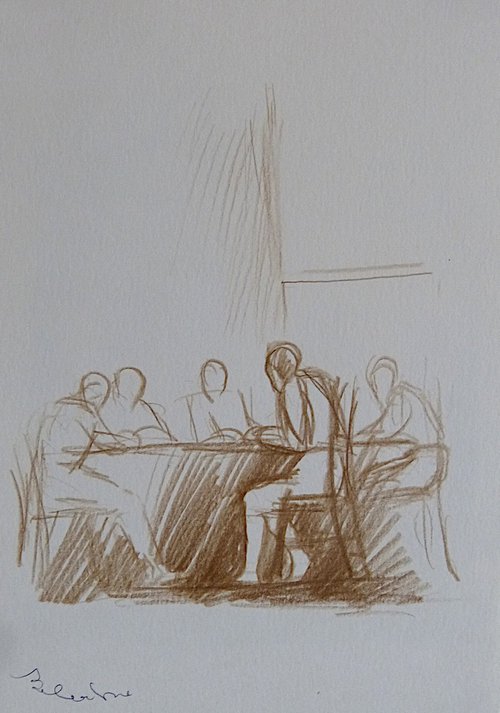 People at the table 1, 21x15 cm by Frederic Belaubre