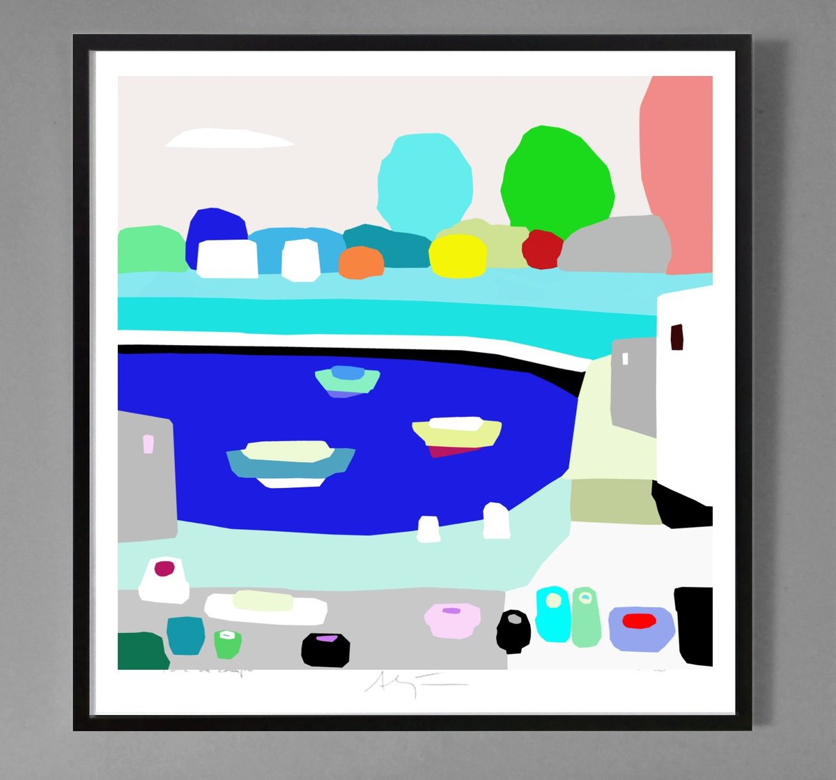 Illustrative Giclee Print , The Dock By Alejos, 17 X 17, Artwork For Sale On Artfinder