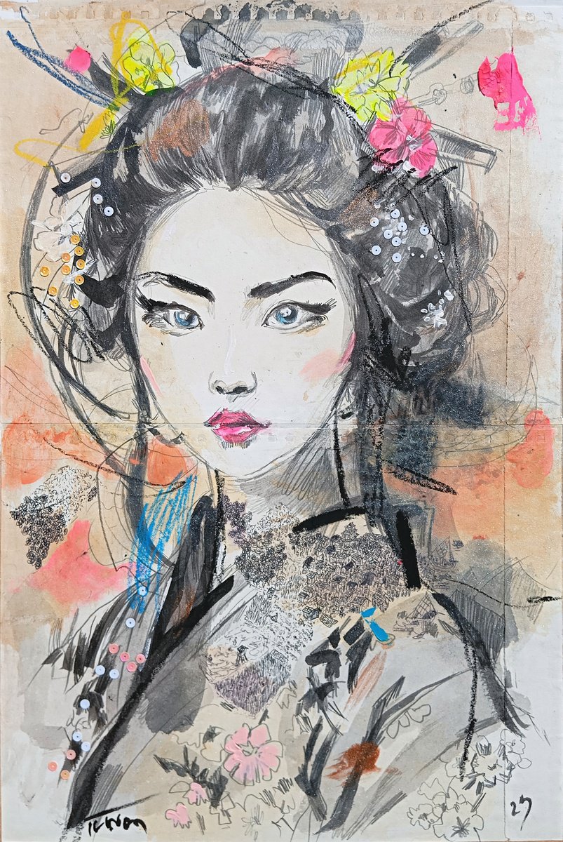 Impressionistic Portrait Pencil Drawing By Catalin Ilinca, 16 X 24, L