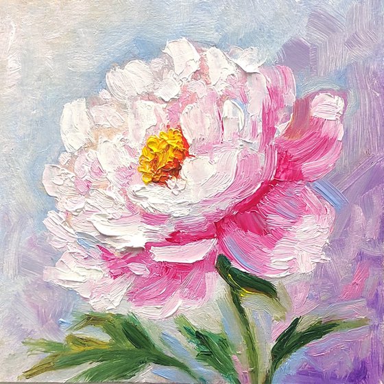 White peony framed painting