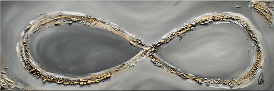 Infinity in Gold - Abstract- Painting- Acrylic Canvas Art - Wall Art - Framed Art -  Modern Art