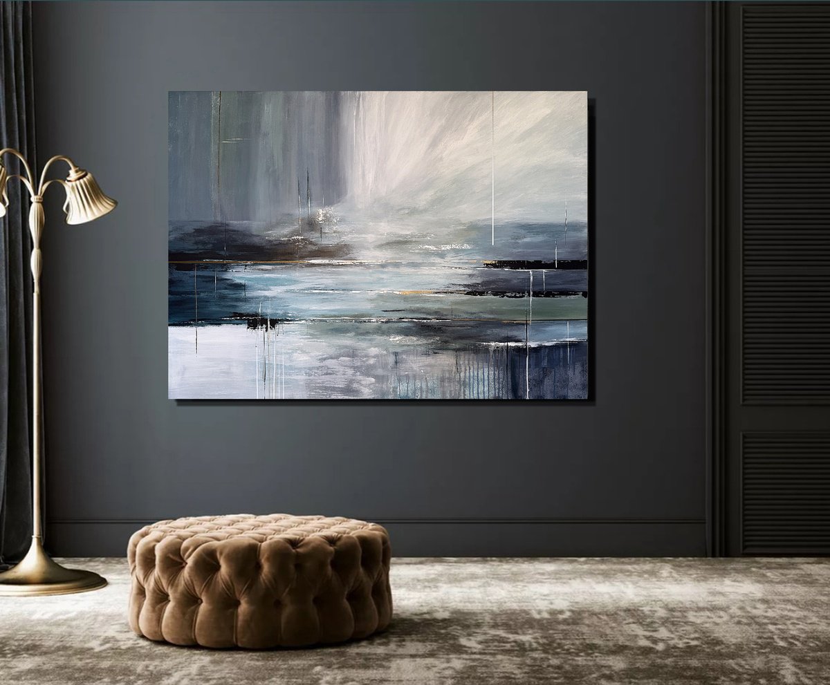 Organic Landscape Acrylic Painting By Tatiana Malinovscaia, 55 X 39", Whisper Of The Tides, Original Artwork