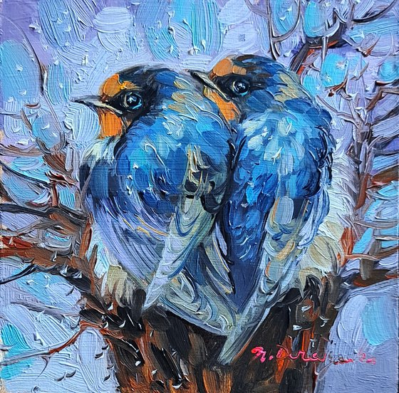 Swallow birds painting