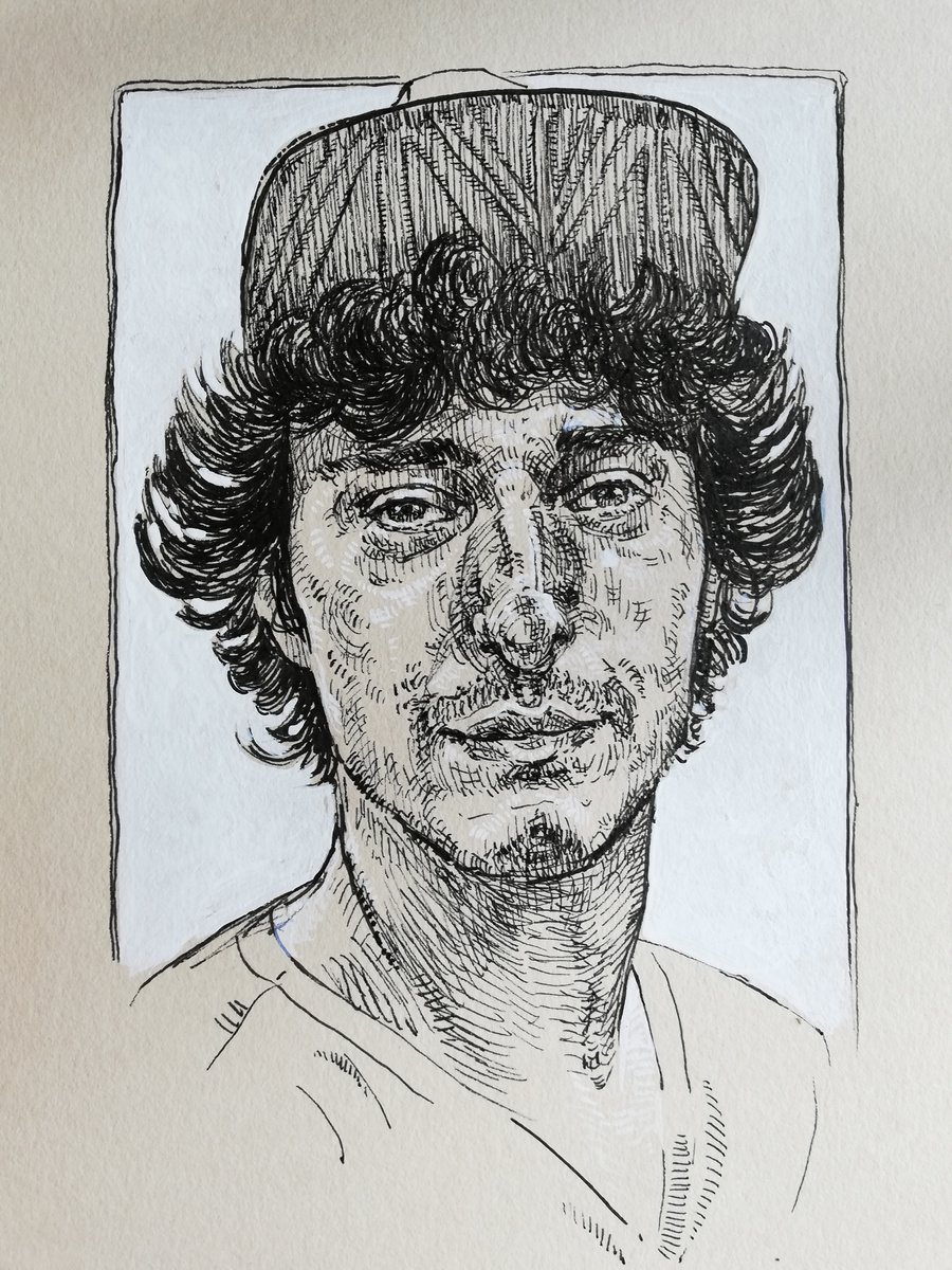 Man portrait. Pen and ink drawing. Cross hatch art by Katarzyna Gagol