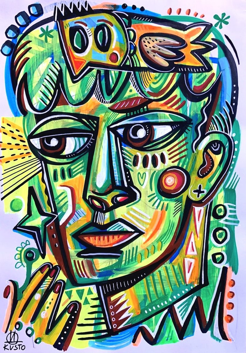 Impressionistic Ink Drawing , Green Peace By Daria Kusto, 8 X 11, Artwork For Sale On Artfinder