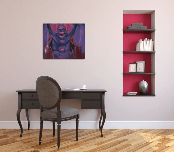 BELIEVER - African purple original painting on canvas