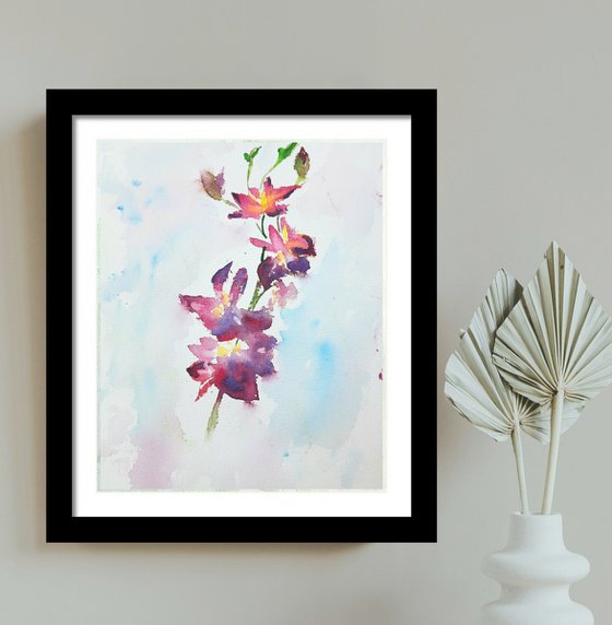 Purple Orchids and Pink Sakura Set of two