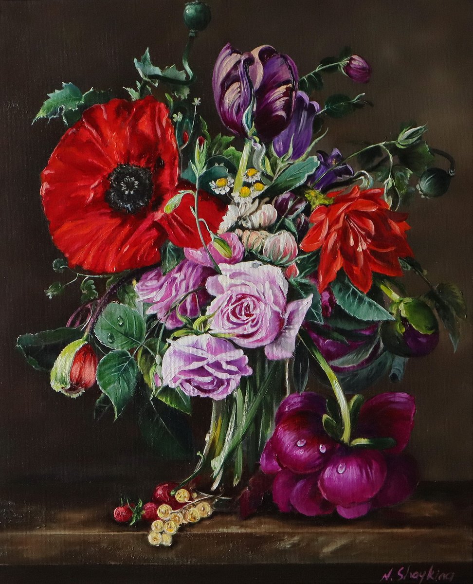Dutch Floral Still Life With Poppy By Natalia Shaykina, 20 X 26, Artwork For Sale On Artfinder