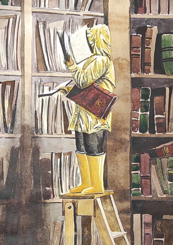 "Library of secret knowledge" 2021. Watercolor on paper 60x42