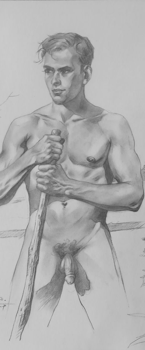 Drawing male nude -sunrise by Hongtao Huang