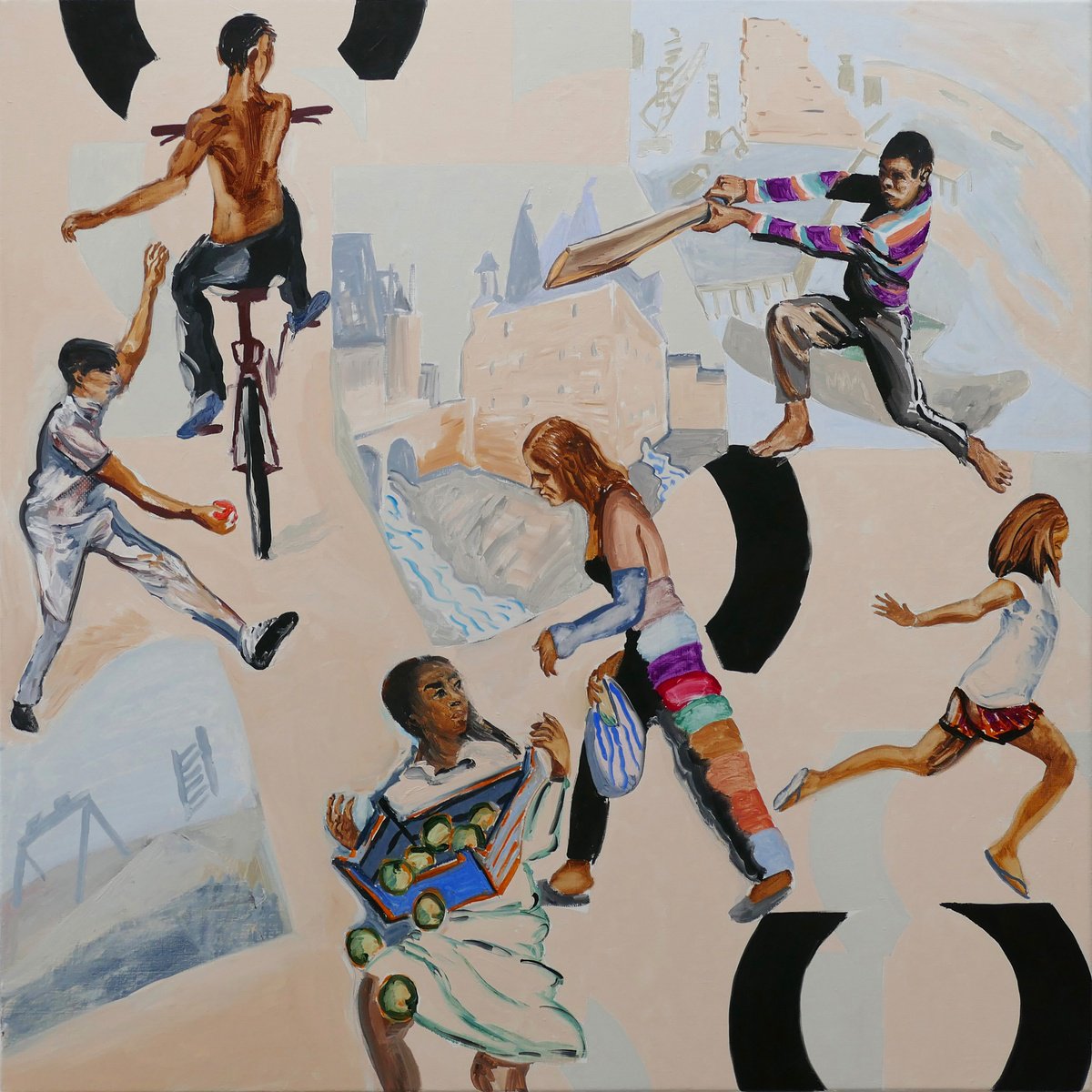 Impressionistic Portrait Oil Painting By Frank Creber, 38 X 38, Cricket At Three Mills, Original Artwork