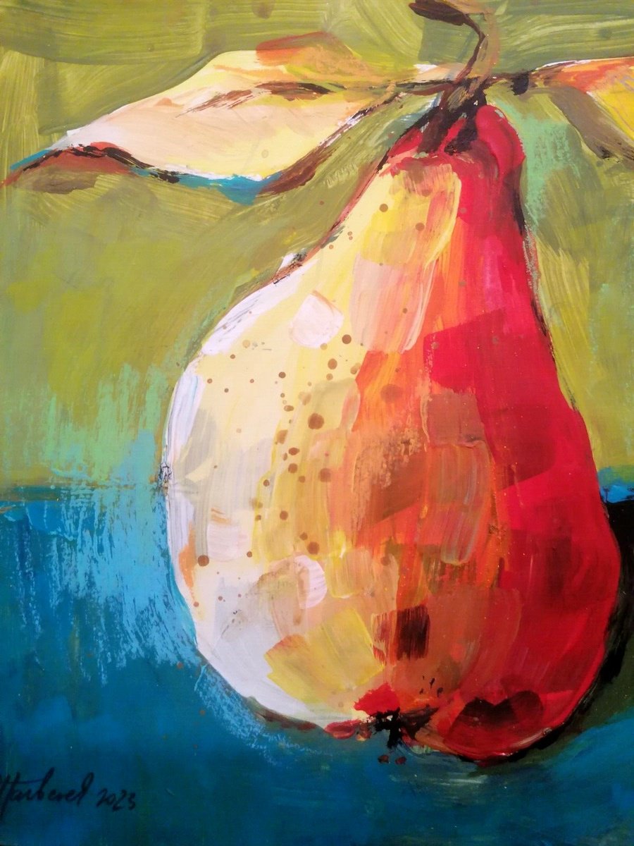 pear acrylic painting by Anna Maria
