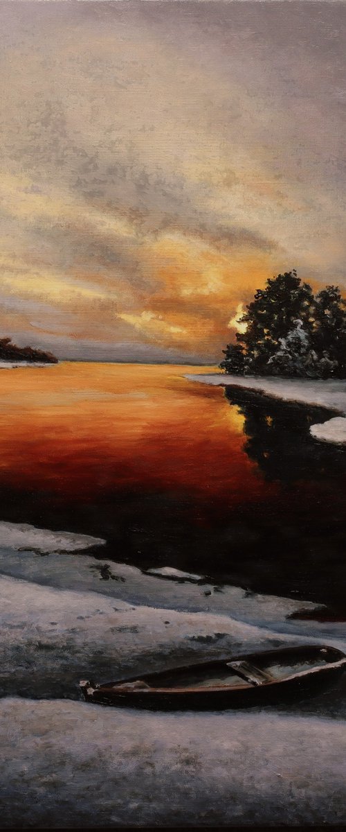 Winter. Pink sunset by Oleg Baulin