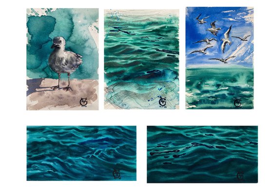 SEA STORIES - SET OF 5 PAINTINGS