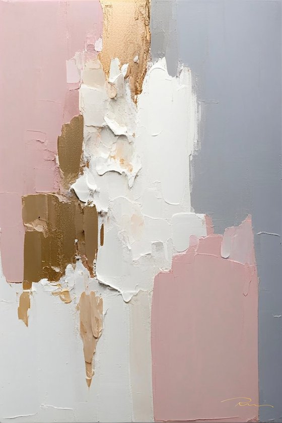 Pink and Gold Abstract Set of 2