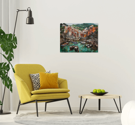 Riomaggiore, Cinque terre - Italian Landscape painting