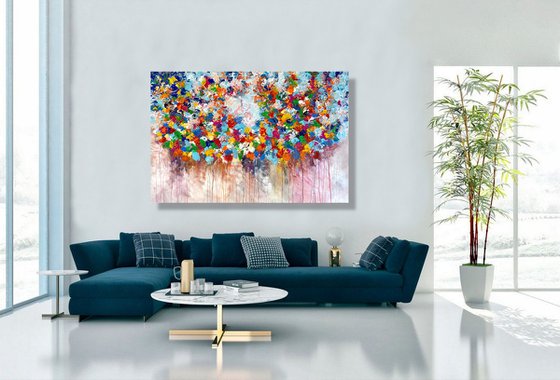 Mystic Garden - LARGE, MODERN, PALETTE KNIFE ABSTRACT ART – EXPRESSIONS OF ENERGY AND LIGHT. READY TO HANG!