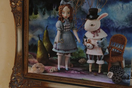 Alice with the Rabbit in Wonderland 30*40cm by Elya Yalonetski