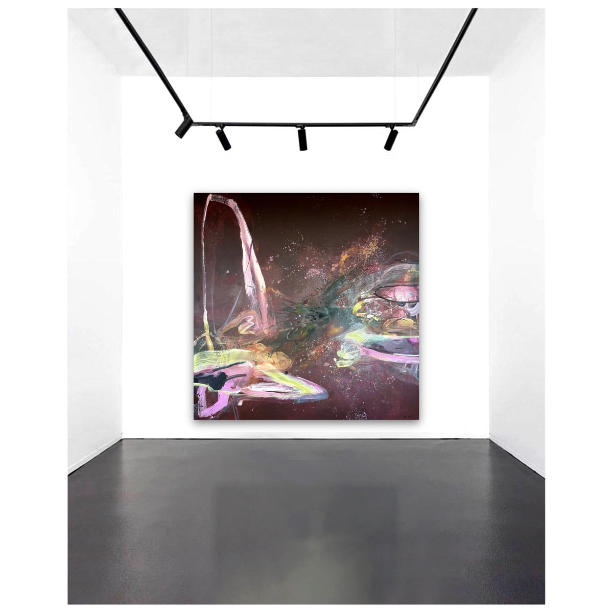 Expressive Abstract Acrylic Painting By Maria Esmar, 75 X 75", Sun Begins To Pour, Original Artwork