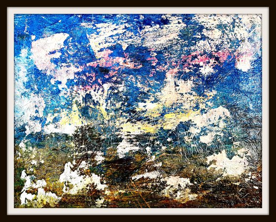 Senza Titolo 182 - old landscape picture - abstract landscape - ready to hang - 111 x 84 x 3 cm - acrylic painting on stretched canvas