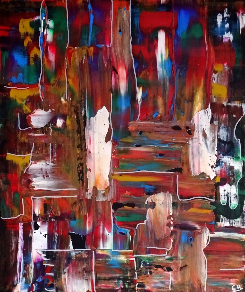 Abstract Oil Painting By Cb., 24 X 28, Precious 4 (Framed Artwork), Original Artwork