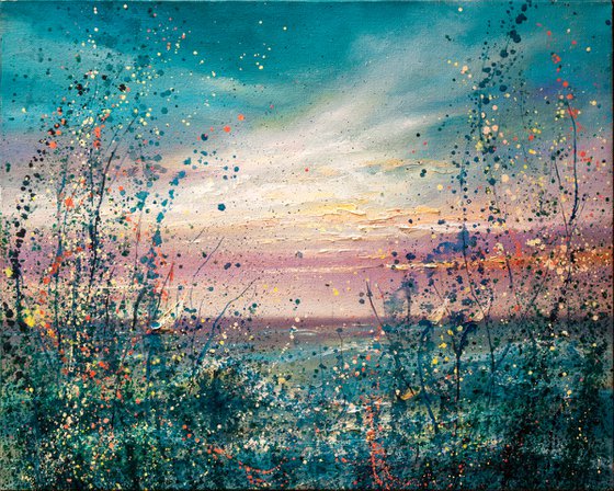 "Sky in flowers", landscape, sun