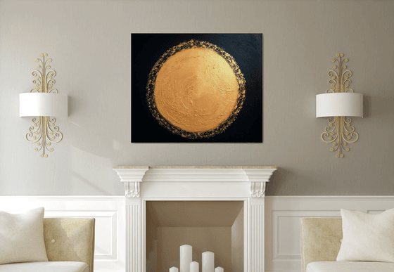 The Light Inside of Me - XL Large, Textured abstract art – Expressions of energy and light - Black & Gold Art. READY TO HANG!