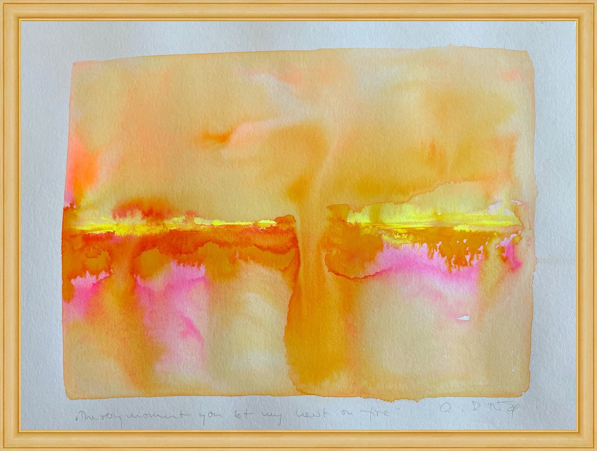 Abstract Watercolour By Gesa Reuter, 16 X 12, The Very Moment You Set My Heart On Fire, Original Artwork