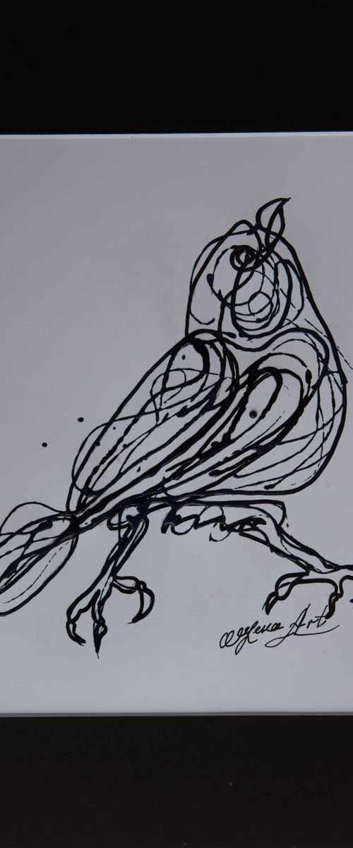 ''Chin Up Little Buttercup''  ( Dripped Abstract Pollock Style on  paper 9" X 12" by Lena Owens at OLena Art