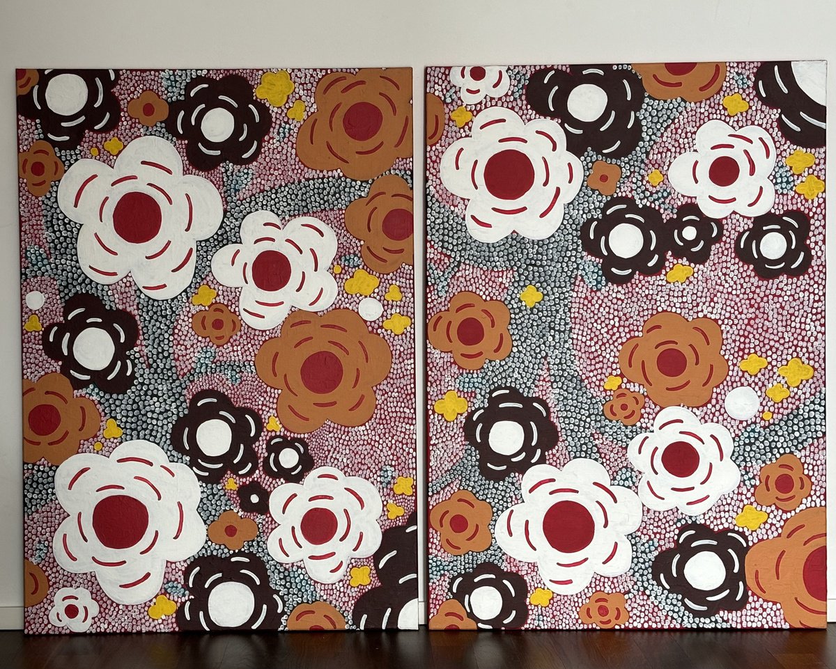 Impressionistic Botanical Acrylic Painting By Sun-Hee Jung, 28 X 39", Blooming Flowers, Original Artwork