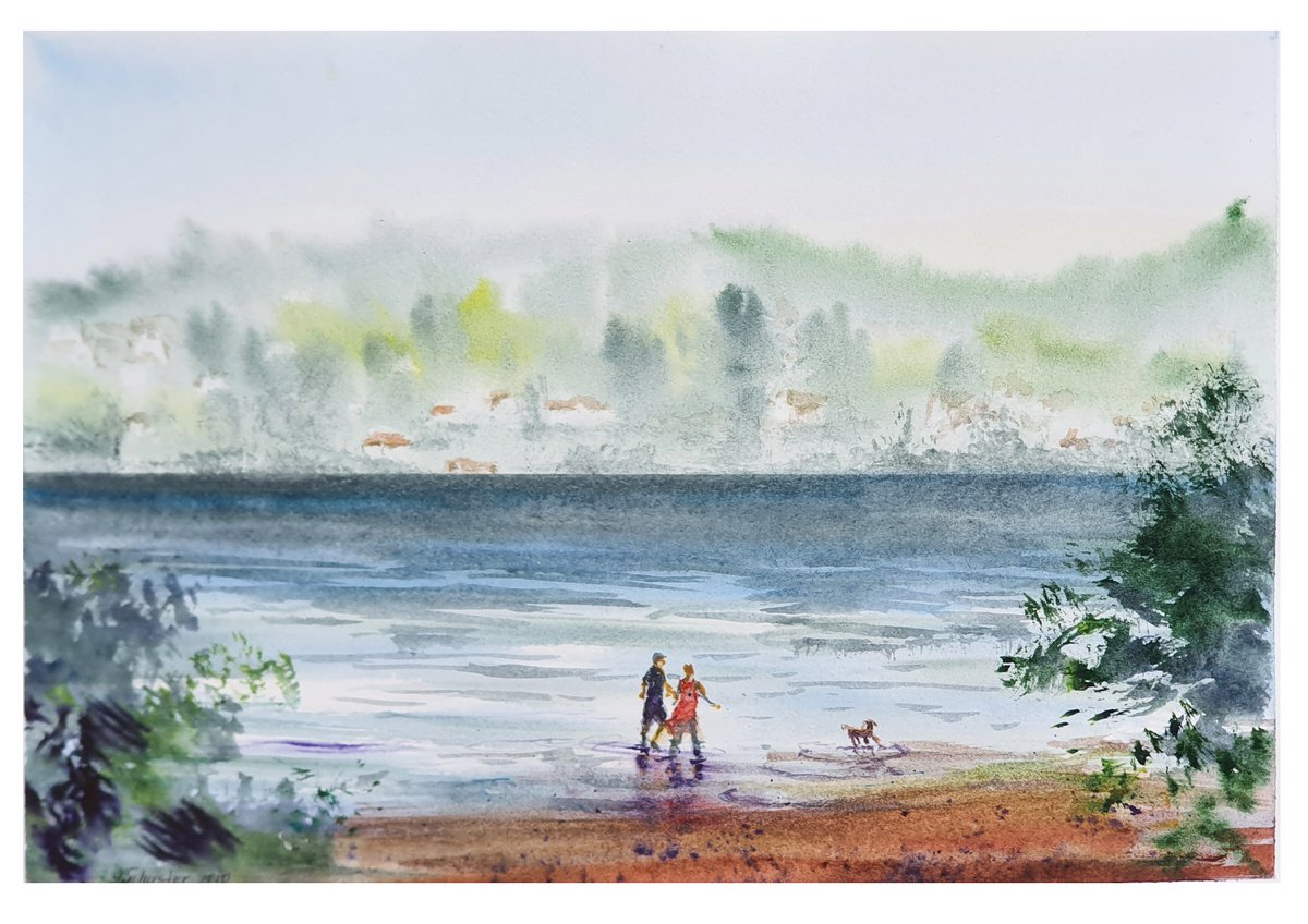 Impressionistic Landscape Watercolour By Yulia Schuster, 11 X 8", Happy Days, Original Artwork