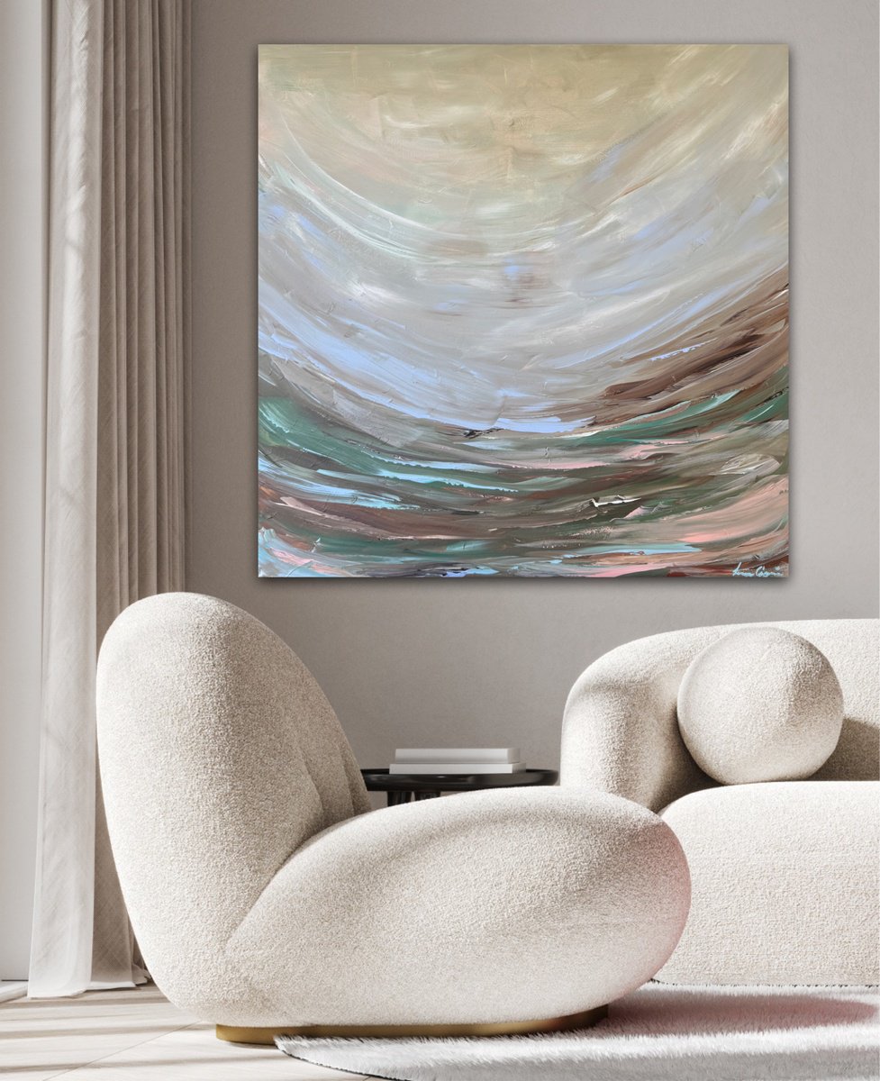 Abstract Landscape Acrylic Painting By Ivana Gigovic, 35 X 35, Moments Between, Original Artwork