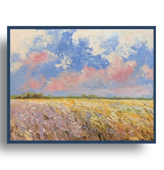 Pastel Sky Field Landscape.