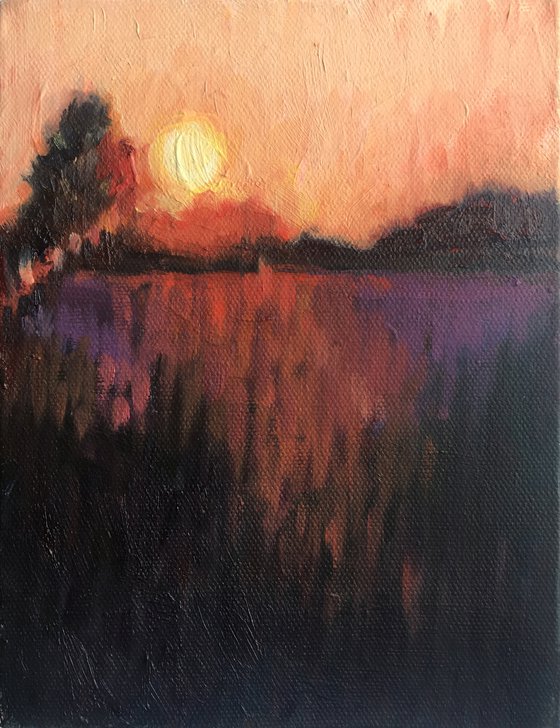 My Soul's Rest, original oil painting, landscape sunset painting, impressionist painting