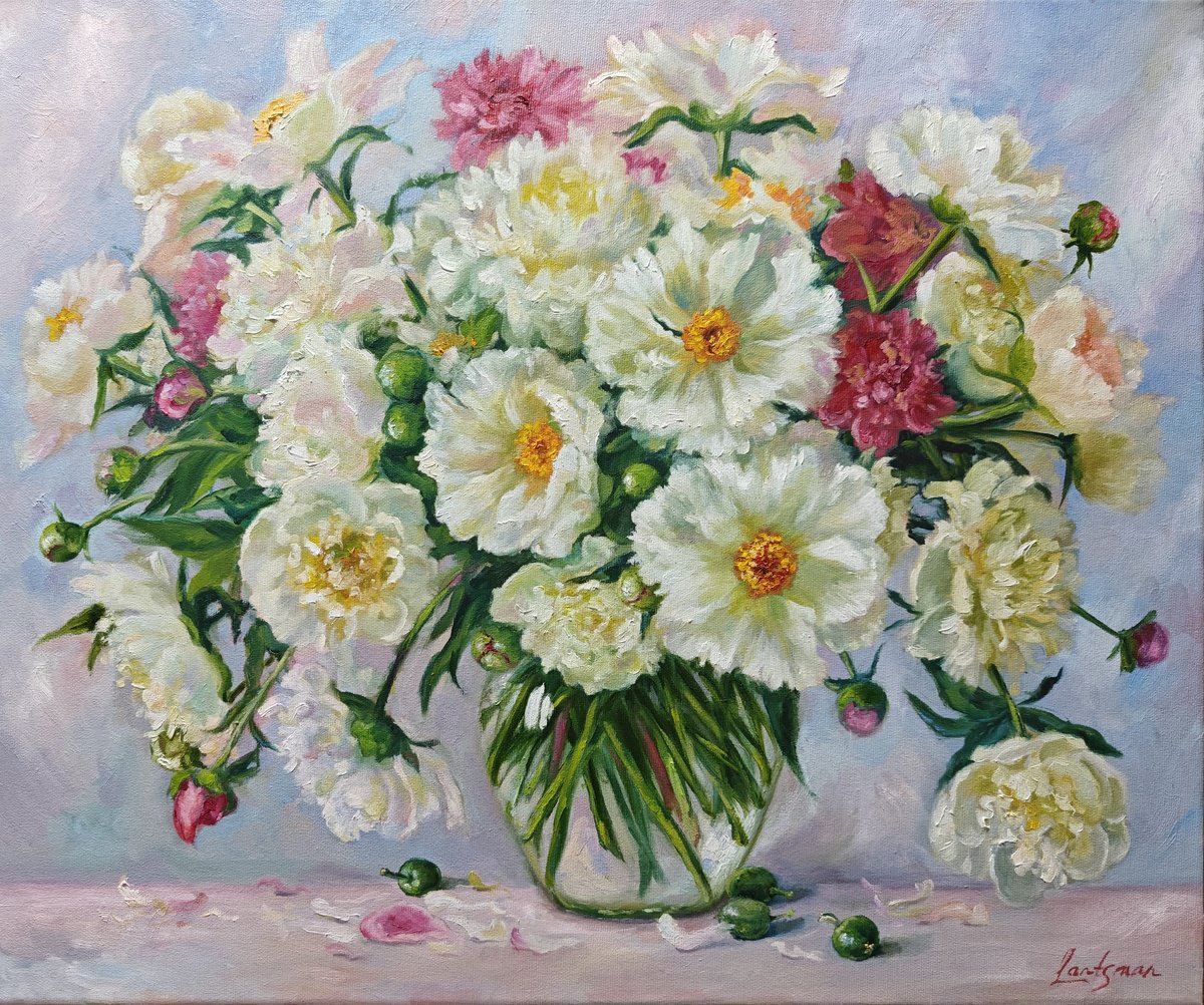 Peonies bouquet  still life by Jane Lantsman