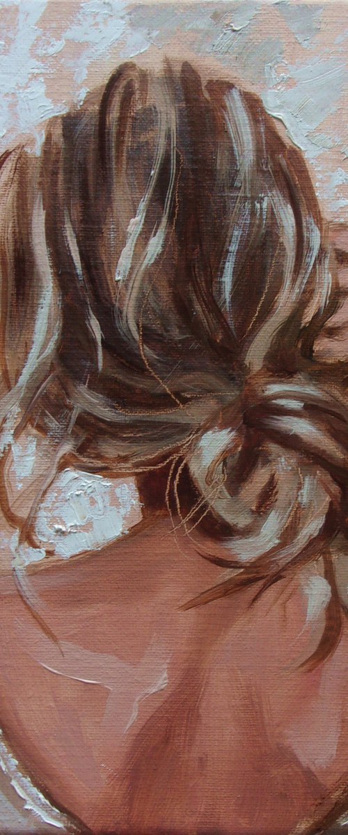 " LOST IN THOUGHTS "   liGHt  ORIGINAL OIL PAINTING, GIFT, PALETTE KNIFE by Monika Luniak