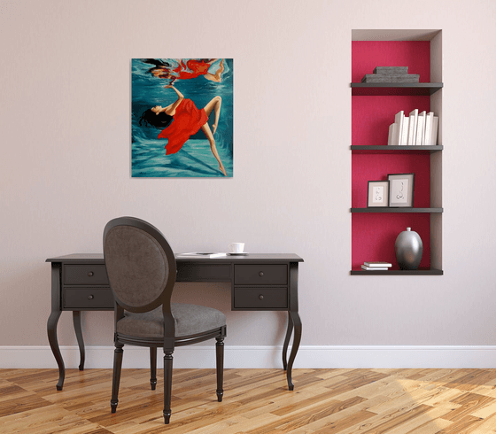 Full immersion - oil painting - underwater painting - seascape