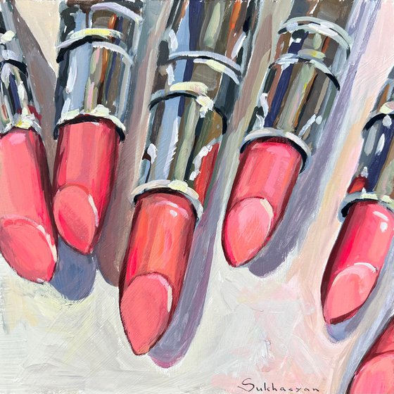 Still Life with Pink Lipsticks