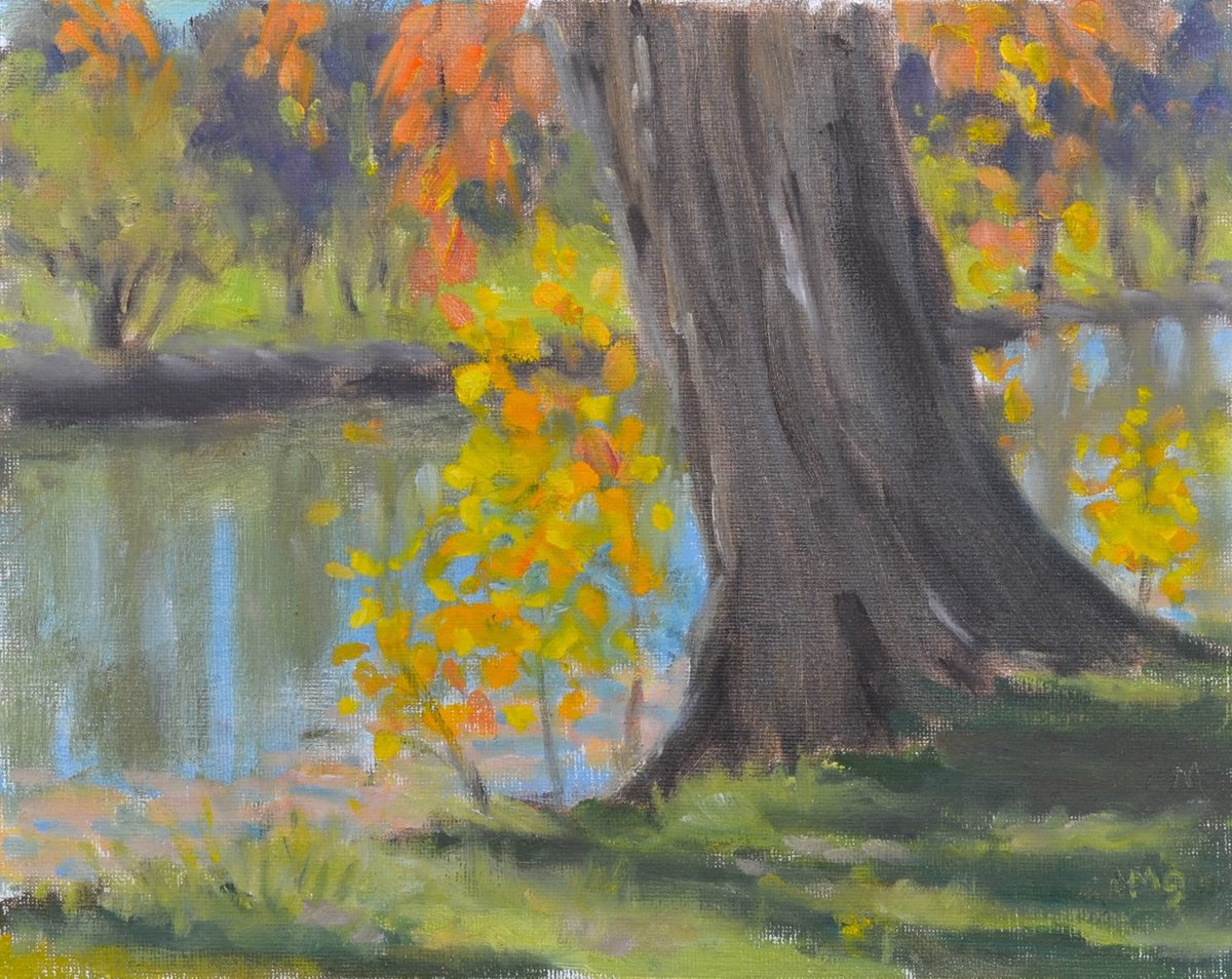 Impressionistic Landscape Oil Painting By Michael Gillespie, 10 X 8", Color By The River, Original Artwork