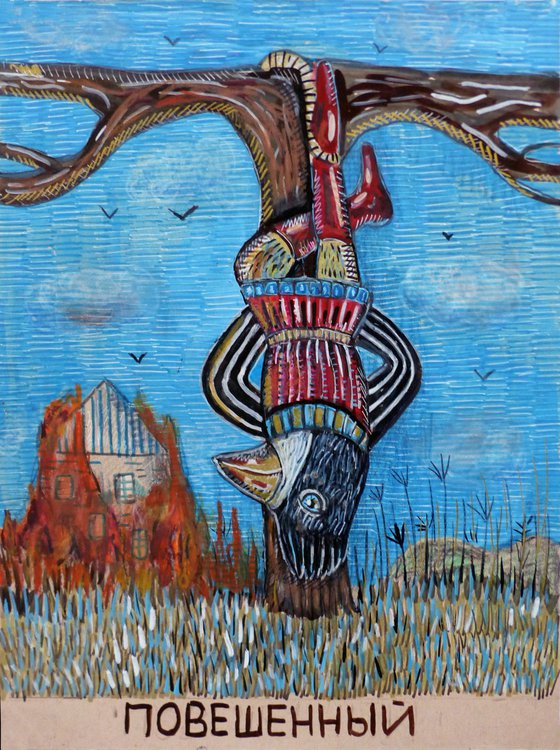 Three Tarot cards. Triptych.