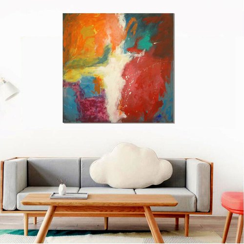 "Game Of Colors II". Large acrylic abstract. 100 x 100 cm. by Rumen Spasov