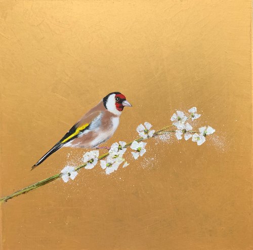 Goldfinch on Gold by Laure Bury