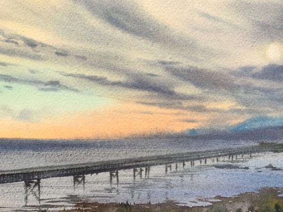 Sunset on the sea  Bridge