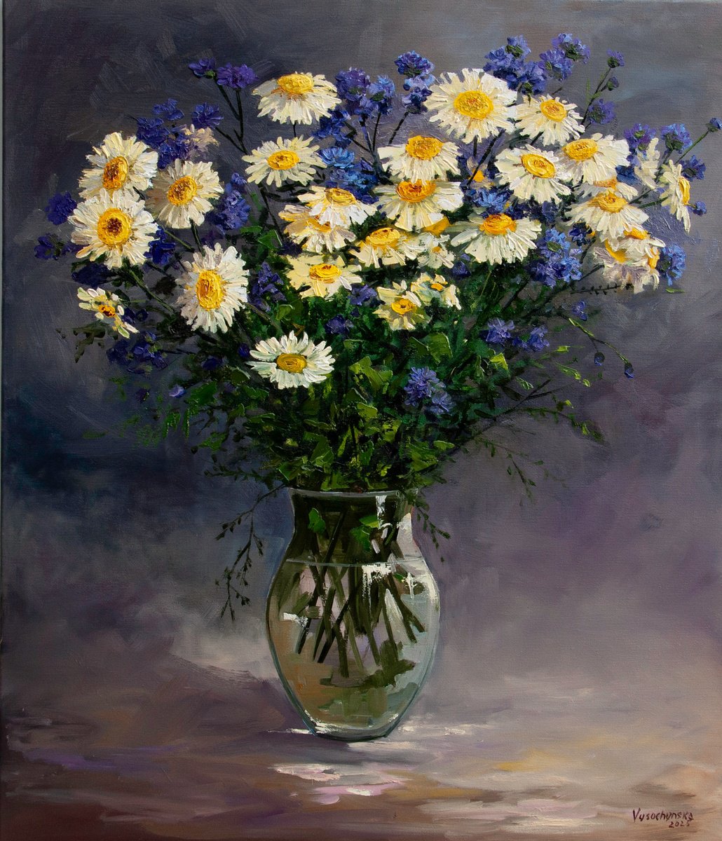Impressionistic Botanical Oil Painting By Tetiana Vysochynska, 24 X 28", Autumn Chrysanthemums, Original Artwork