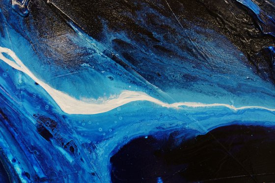 Coastal Existence 270cm x 120cm Blue White Textured Abstract Art