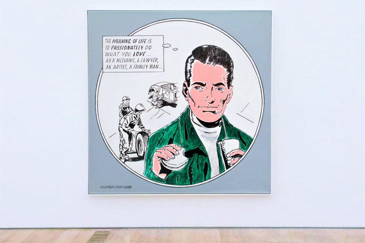 Urban And Pop Portrait Acrylic Painting By Super Pop Boy, 43 X 43", Meaning Of Life, Original Artwork