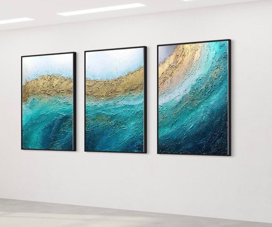 Ocean Eyes (triptych) Extra Large Oversized Abstract